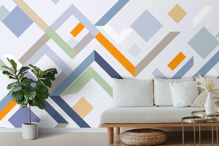 Geometric Floral Wallpaper Design