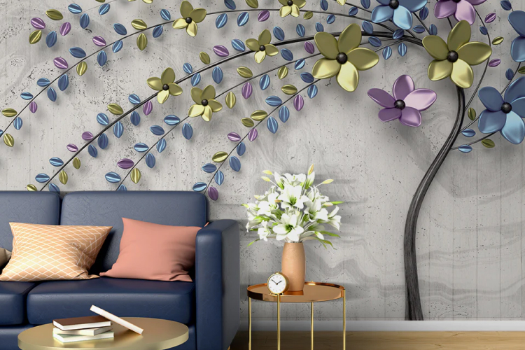 Metallic Floral Wallpaper for Walls