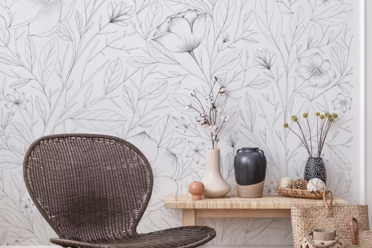 Monochromatic Floral Wall Design